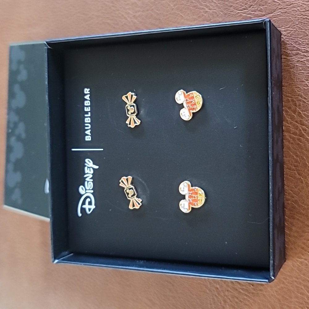 BaubleBar Gold and Orange Disney Earrings
